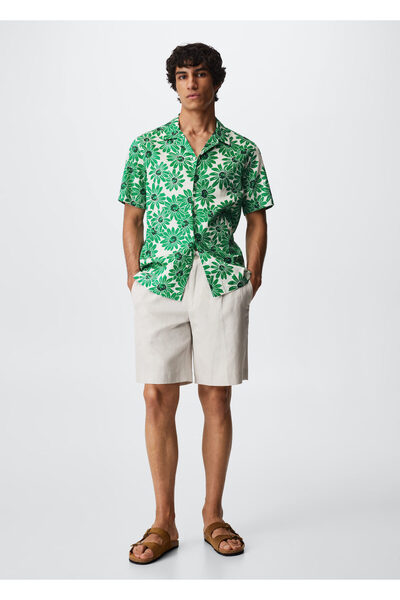 MANGO Man Cămașă verde pentru bărbați37081310