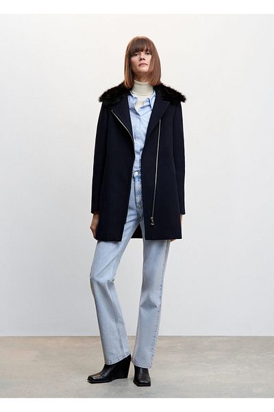 MANGO Woman Navy Blue Women's Coat47010442