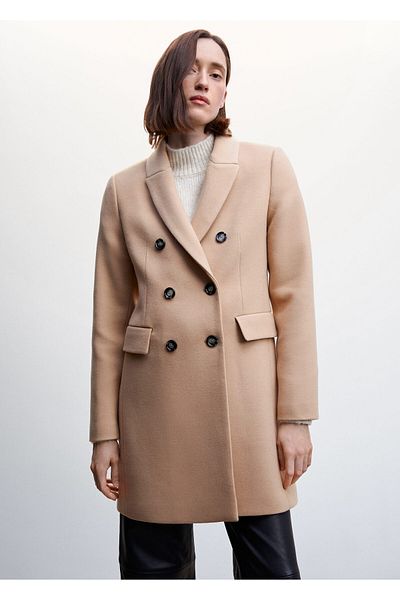 MANGO Ciemny Camelowy płaszcz damski47050039