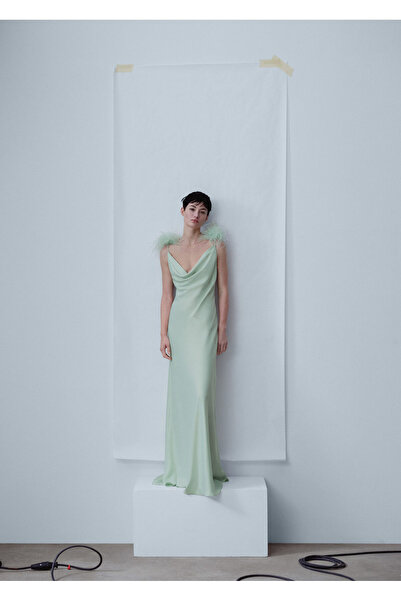 MANGO Παστέλ πράσινο γυναικείο φόρεμα47086711