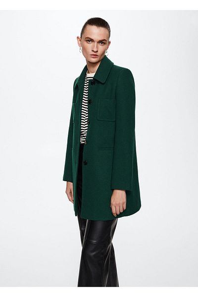 MANGO Woman Palton verde de damă37005556