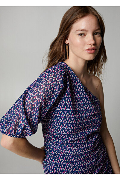 MANGO Kids Mavi Fırfırlı Elbise 37056720