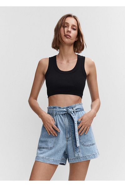 MANGO Denim Colored Women's Shorts -57050167