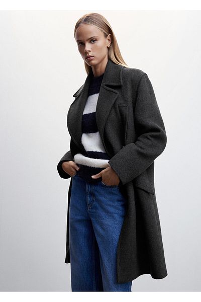 MANGO Woman Сиво дамско палто37059079