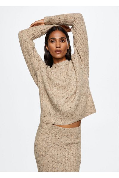 MANGO Woman Fusta midi cu nervuri - 37059065