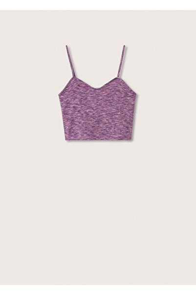 MANGO Woman Γυναικείο T-Shirt σε παλ λιλά χρώμα