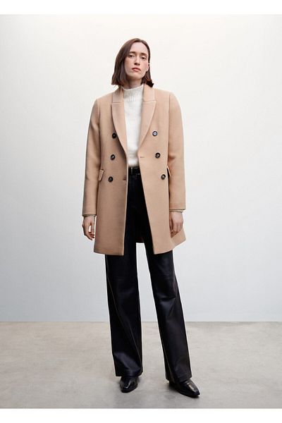MANGO Ciemny Camelowy płaszcz damski47050039