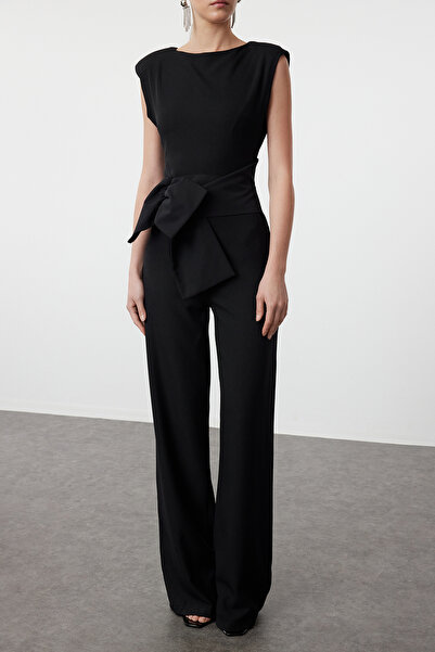 Trendyol Collection Woven Black Jumpsuit - Bow Detail, TPRSS24TU00011
