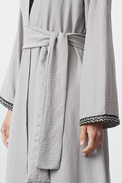 Trendyol Modest Gray Stone Woven Cap - Ferace/Abaya TCTSS24KF00037