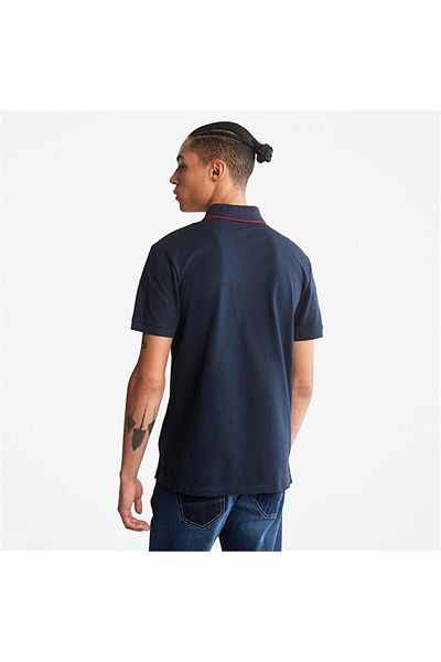 Timberland Printed Neck Short Sleeve Polo Dark Sapphire Men's T-shirt