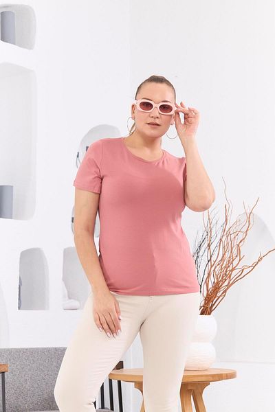 RMG Dried Rose Crew Neck Large Size T-Shirt