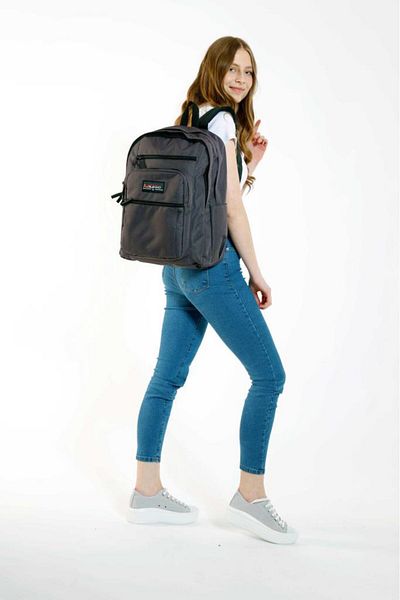 KAUKKO Gray School Backpack - Full Pocket K1600