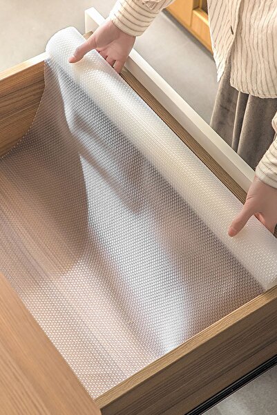 Gampus Kaydırmaz Raf Örtüsü - Dolap Içi Kaydırmaz Raflık 45x300 Cm Raf Buzdolabı Kirlenme Kaydırma Önleyici