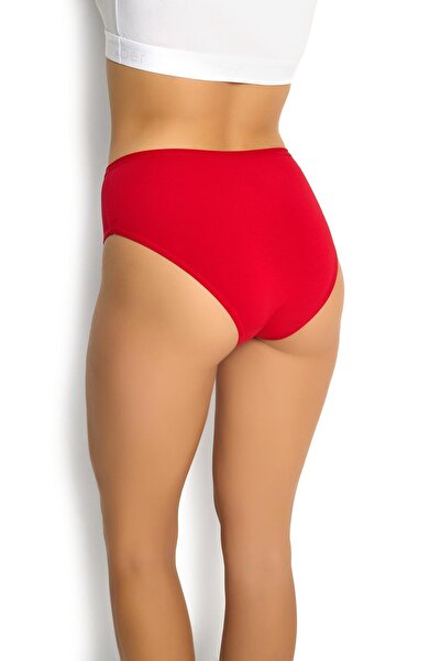 MYS GRUP TEKSTİL Red Black Gray High Waist Cotton 3-piece Bato Slip Set - Panties / 652