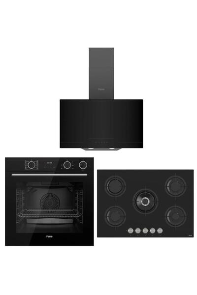Ferre Steamart Fryart Siyah Set ( D063 Siyah Davlumbaz-rs035 Siyah Ocak- Xe64...