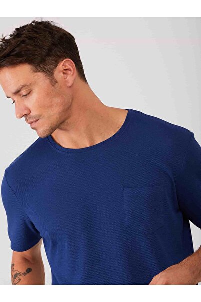 Dufy Men's Slim Fit Indigo T-shirt - Plain Crew Neck - 70814