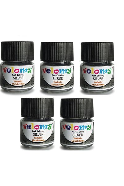 velomy 5Pcs Edible Metallic Silver Powder Coating Gilded Silver Paint Silver Food Color 4 Gr*5