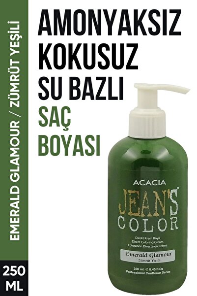 jeans color Amonyaksız Zümrüt Yeşili Renkli Saç Boyası 250 Ml Kokusuz Su Bazl...