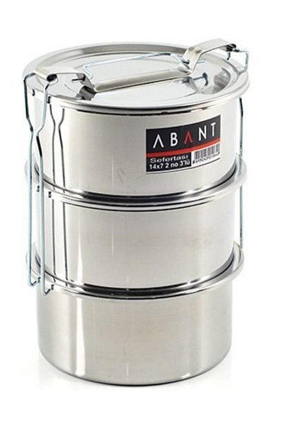 Abant حاوية حمل طعام من الفولاذ مكونة من 3 قطع - 14 × 7 سم Fma010640