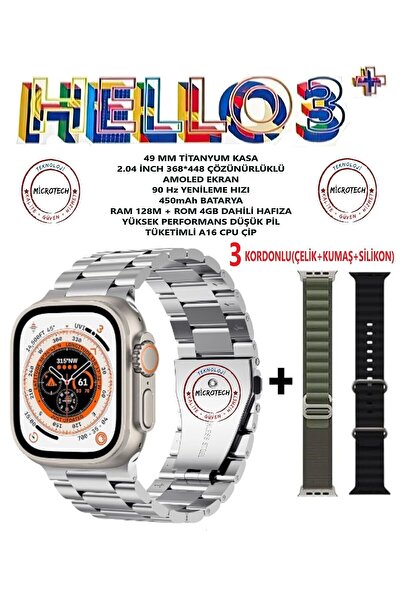 TMAX Hello Watch 3 Plus--çelik Kordonlu (SON SERİ YENİ ÜRETİM 3 KORDONLU)