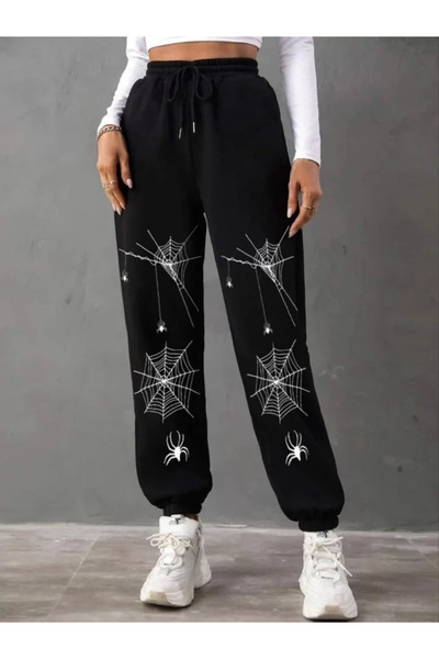 JANES Φούτερ Spider με τύπωμα - Μαύρο