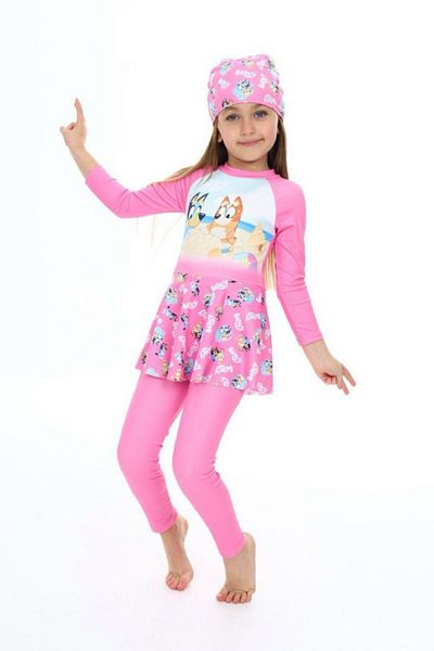 PODİUM GİYİM Νέα σεζόν Bluey μοτίβο UV Protect Girl's μπονέτ μαγιό για κορίτσια Haşema-Mayo
