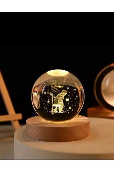 GiralStore Küçük Prens Küçük Boy Renk Değiştiren Işıklı Cam Küre 6cm