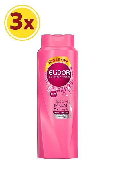 Elidor 2 in 1 Shampoo and Conditioner for Shiny and Strong Hair - 650 ml