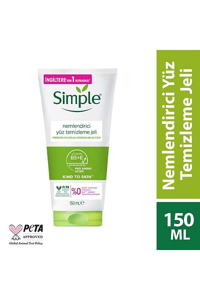 Simple Kind To Skin Moisturizing Facial Cleansing Gel Vitamin B5 E Smooth and Healthy Skin 150 ml