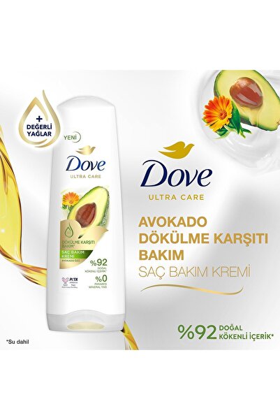 Dove Ultra Care Saç Bakım Kremi Dökülme Karşıtı Bakım Avokado Özü 350 ml X3