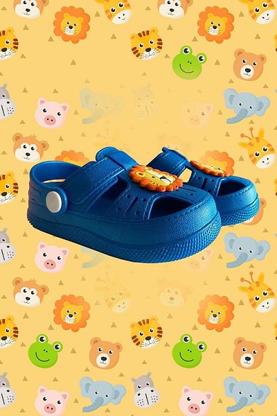 Walk and way Sandale pentru copii Blue Happy Lion pentru copii, papuci pentru glezne