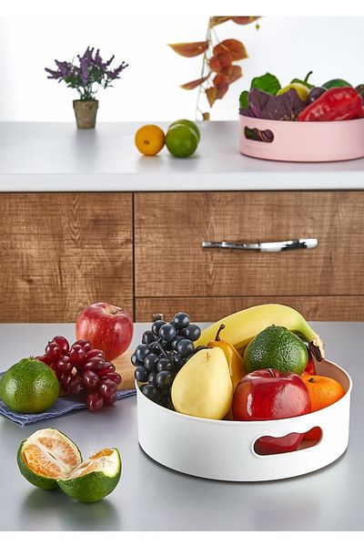 Vienev White 360 Degree Rotating Bathroom and Refrigerator Tray