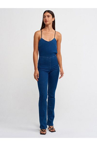 Dilvin 71321 Salopetă cu spate elastic subțire-Albastru marin