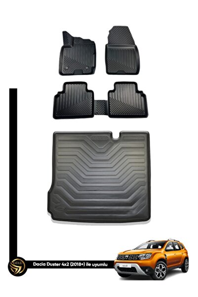 Black Gold Dacia Duster 4x2 3D Zebra Oto Paspas Ve Araca Özel Kauçuk Bagaj Ha...