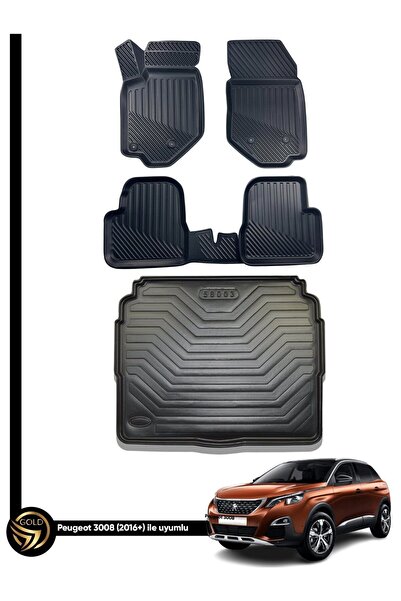 Black Gold Peugeot 3008 2016-2024 3D Bagaj Havuzu + 3D Oto Paspas Sona