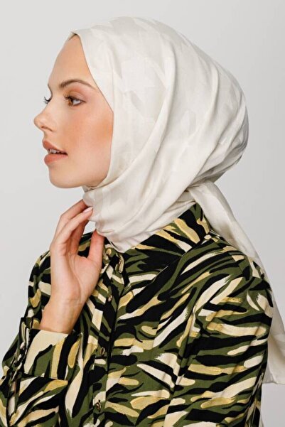 VALORSCARF Silky Jacquard Patterned Cherry White Houndstooth Shawl