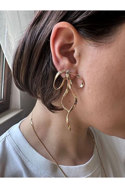 İlayda Ribbon Design - Illys Gold Large Earrings