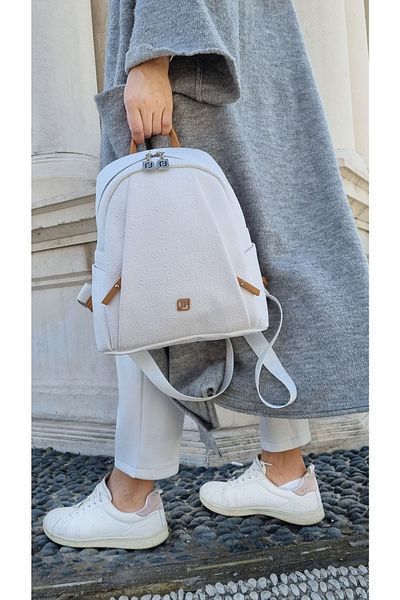 Just Polo Women's 9 Compartment Embossed Printed Backpack