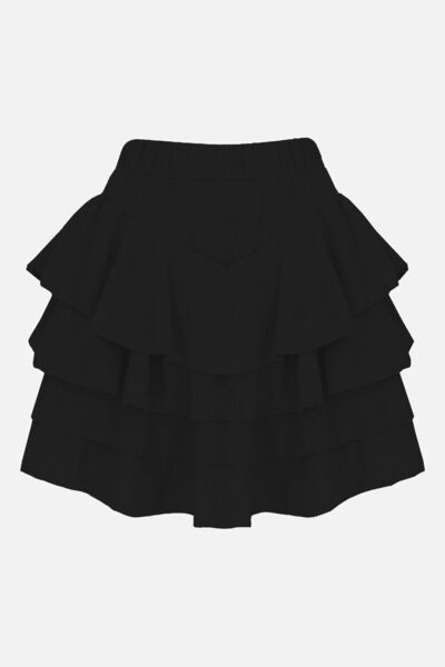 coolart Mykonos Spor Etek - Siyah Pileli Bürümcük Kırışmaz Yazlık Kumaş