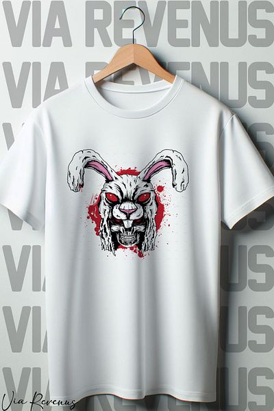 Vordevia Λευκό μπλουζάκι Oversize - Devil Rabbit Printed