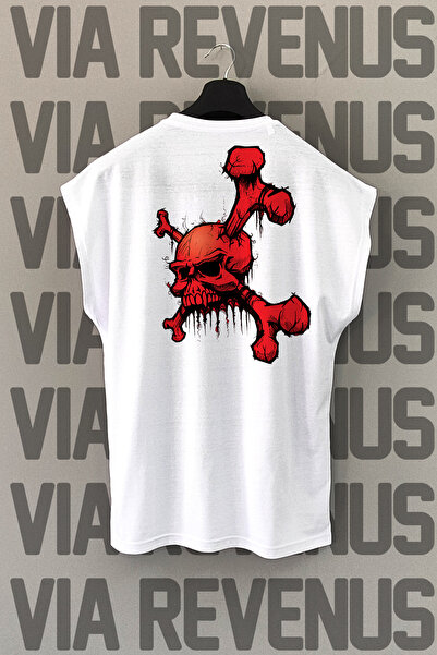 Vordevia Skull Back Štampano Bežela sportska majica bez rukava