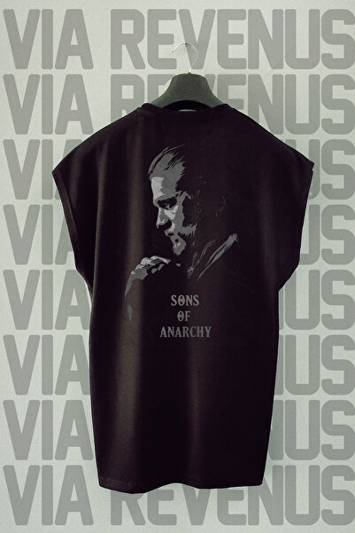 Vordevia Sons Of Anarchy - Tricou sport negru, imprimat pe spate, mâneci zero