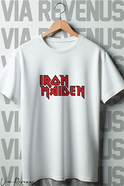 Vordevia Iron Maiden Štampano Bela Oversize kroj T-shirt
