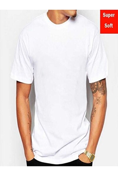 CLASSY.MODA Λευκό μπλουζάκι Oversize Single Jersey - Crew Neck, κοντό μανίκι