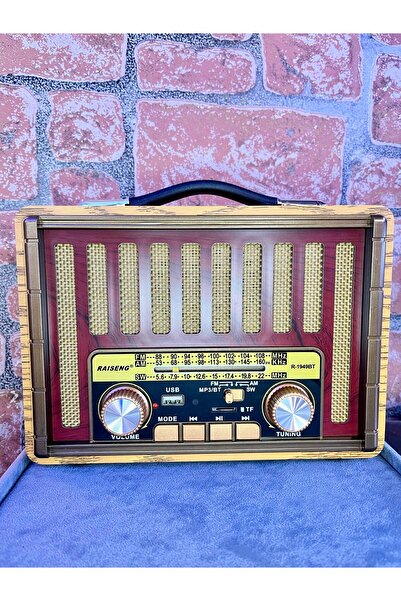 doğan hediyelik BÜYÜK BOY NOSTALJİK GÖRÜNÜMLÜ AHŞAP BLUETOOTH USB SD CARD RAD...