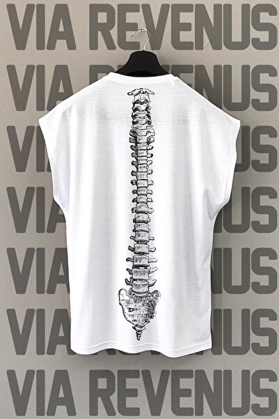 Vordevia Λευκό αθλητικό μπλουζάκι - Κόκκαλο και πλάτη με στάμπα, μηδενικά μαν...