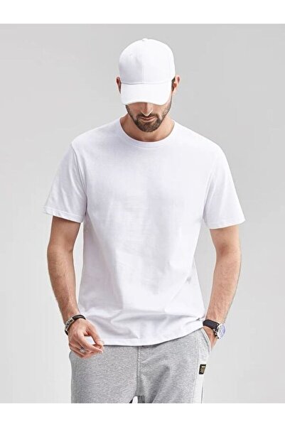 classy moda Μπλουζάκι Single Jersey - Λευκό Oversize Μπλουζάκι με Κοντό Μανίκ...