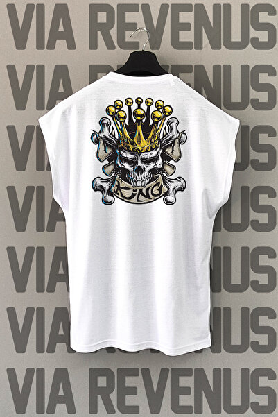 Vordevia Tricou sport King White - imprimat pe spate, mâneci zero