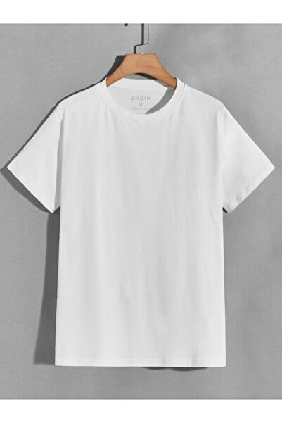 CLASSY.MODA Λευκό μπλουζάκι Oversize Single Jersey - Crew Neck, κοντό μανίκι