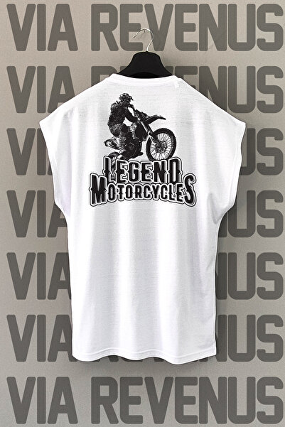 Vordevia Legend Motorcycles - Біла спортивна футболка, з принтом на спині, бе...